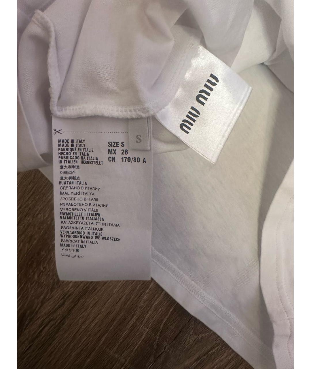 MIU MIU Белая футболка, фото 4