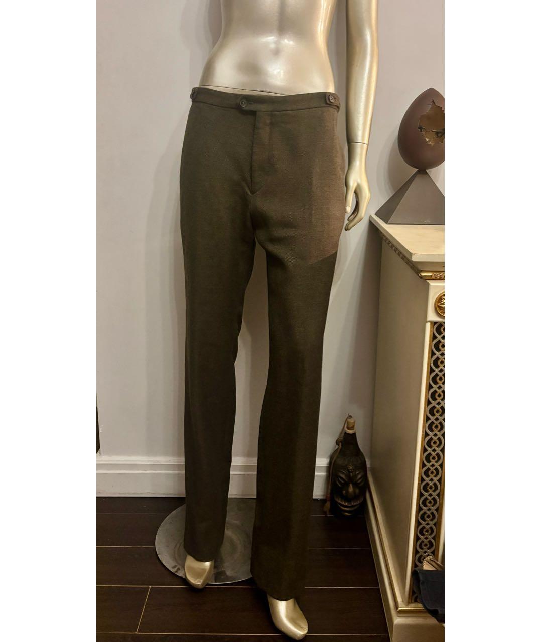 BURBERRY Хаки шерстяные повседневные брюки, фото 3