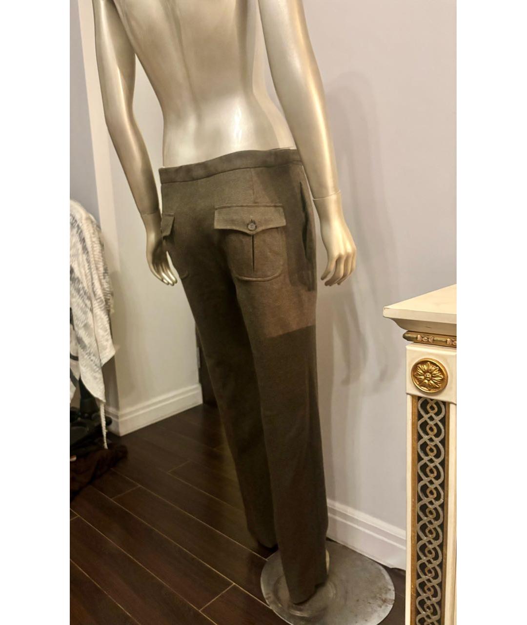 BURBERRY Хаки шерстяные повседневные брюки, фото 6