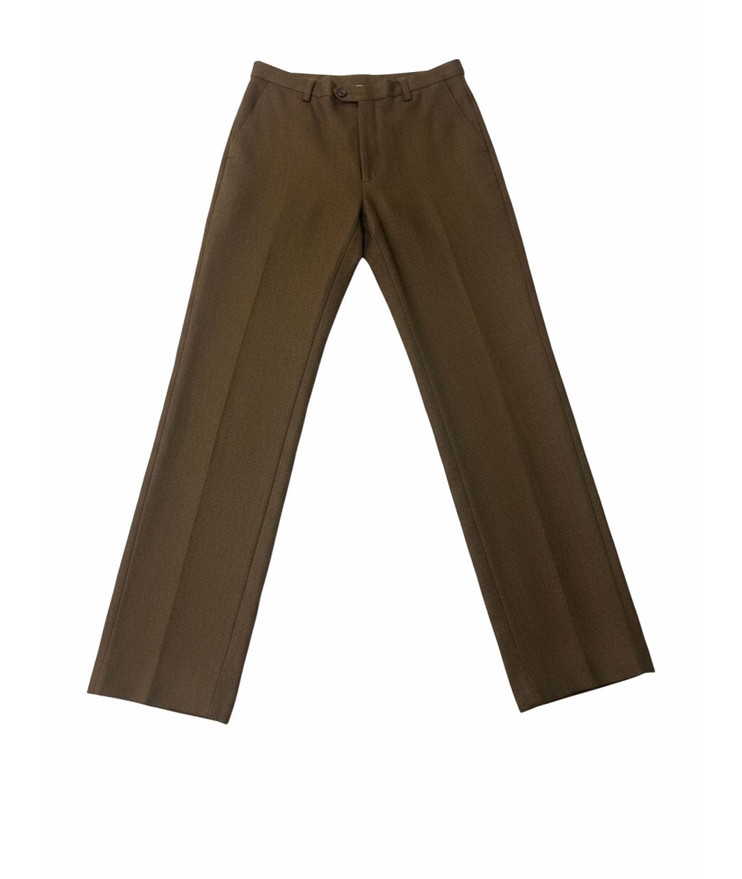 BURBERRY Хаки шерстяные повседневные брюки, фото 1