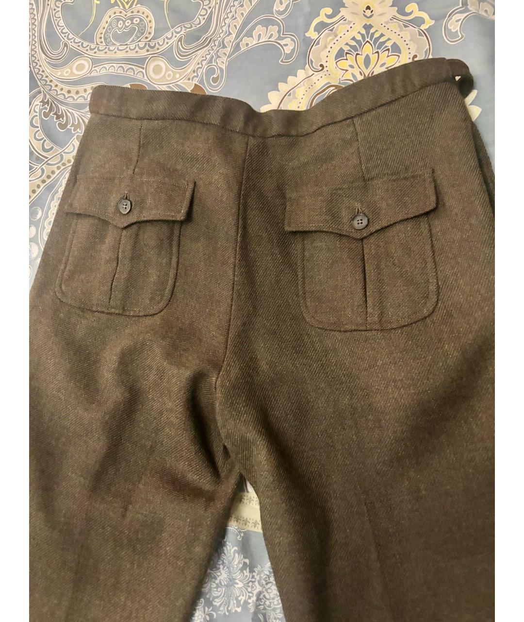 BURBERRY Хаки шерстяные повседневные брюки, фото 2