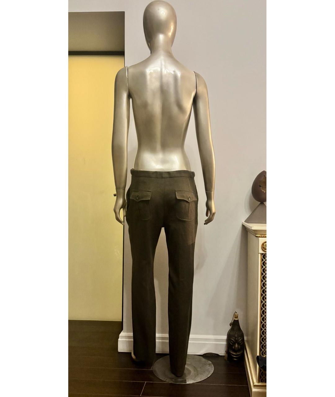 BURBERRY Хаки шерстяные повседневные брюки, фото 7