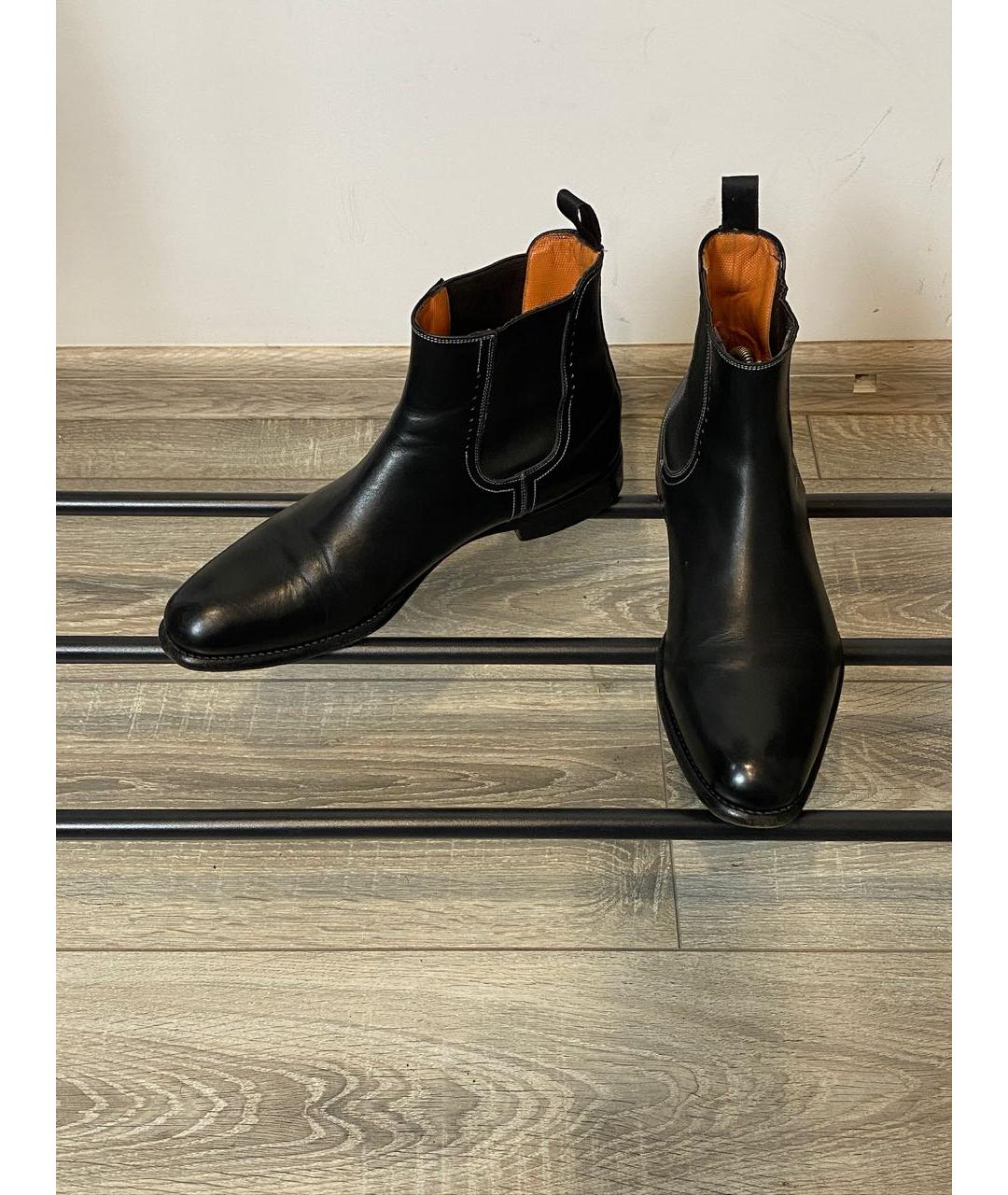 SANTONI Черные кожаные высокие ботинки, фото 2