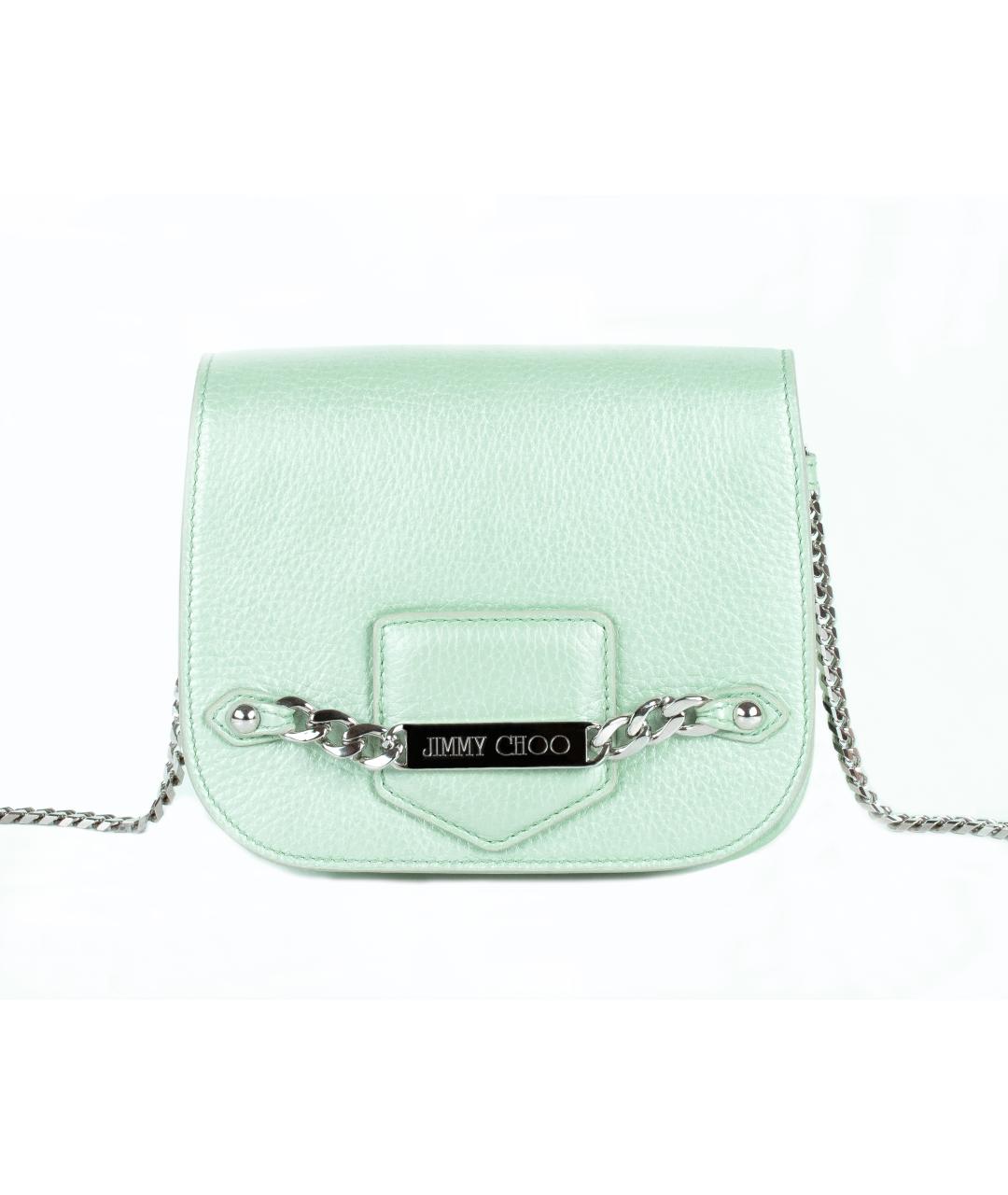 JIMMY CHOO Салатовая кожаная сумка через плечо, фото 8
