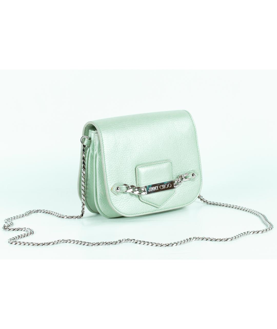 JIMMY CHOO Салатовая кожаная сумка через плечо, фото 7