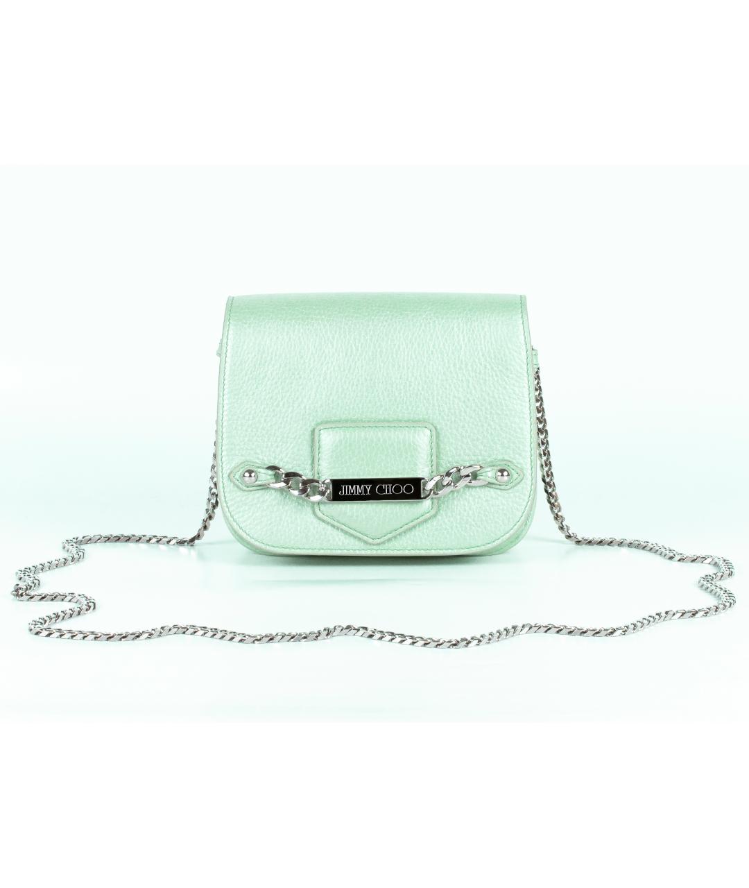JIMMY CHOO Салатовая кожаная сумка через плечо, фото 6