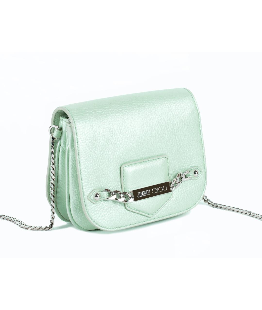 JIMMY CHOO Салатовая кожаная сумка через плечо, фото 2