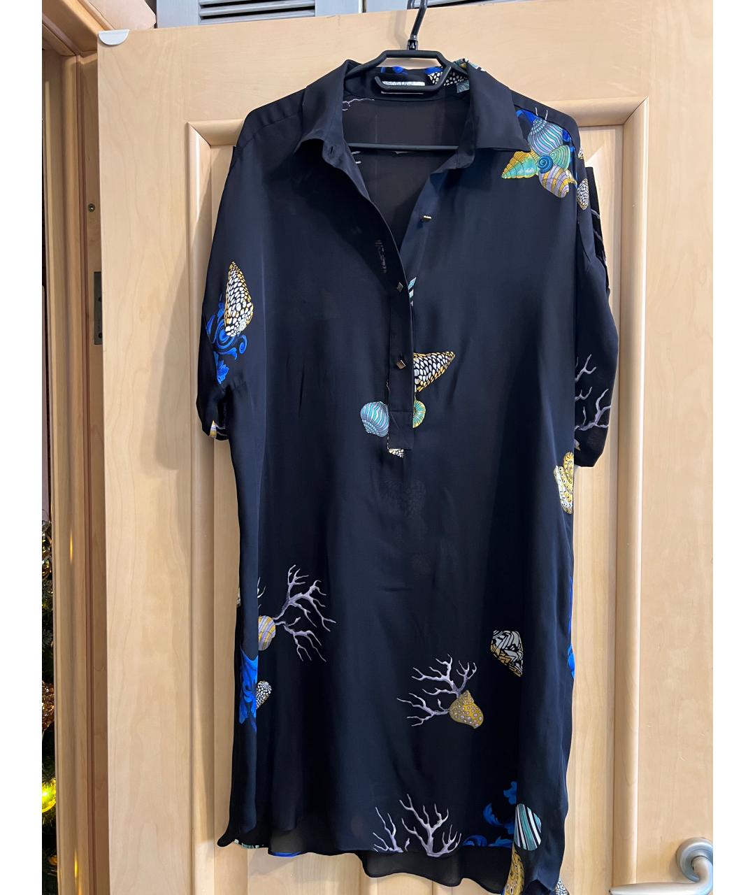 VERSACE COLLECTION Черное шелковое повседневное платье, фото 7