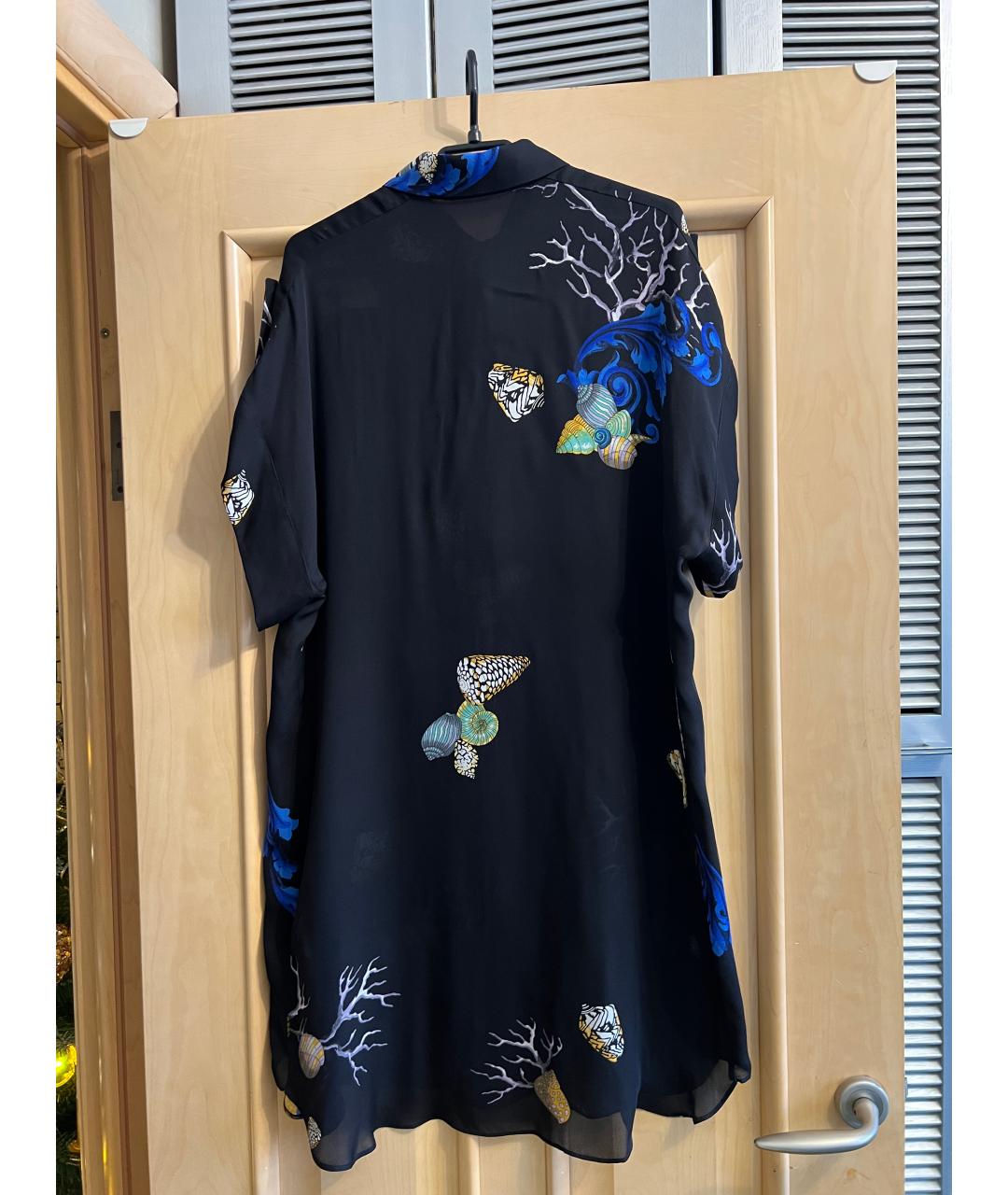 VERSACE COLLECTION Черное шелковое повседневное платье, фото 2