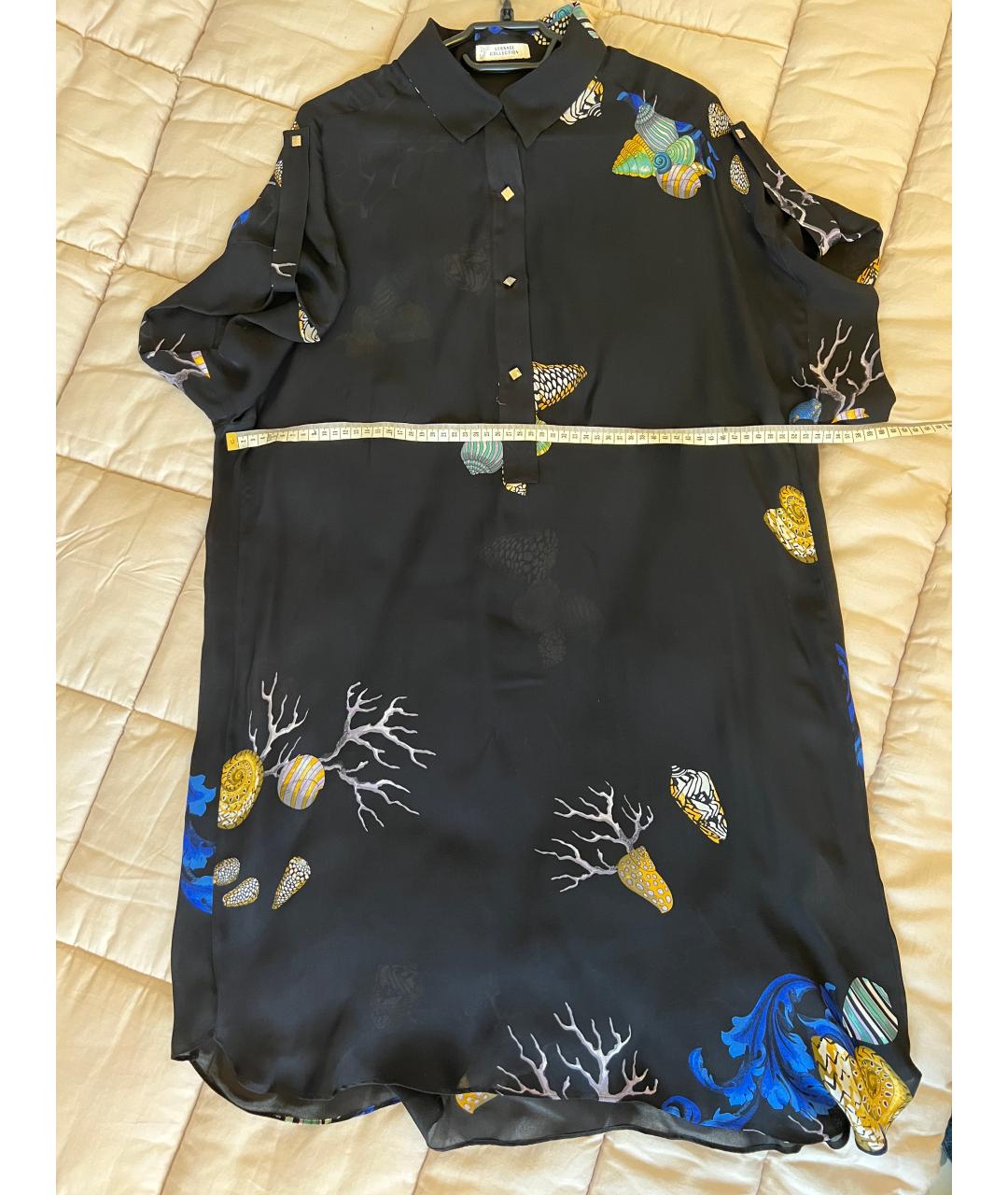 VERSACE COLLECTION Черное шелковое повседневное платье, фото 5