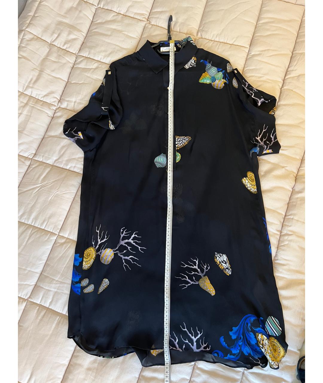 VERSACE COLLECTION Черное шелковое повседневное платье, фото 6