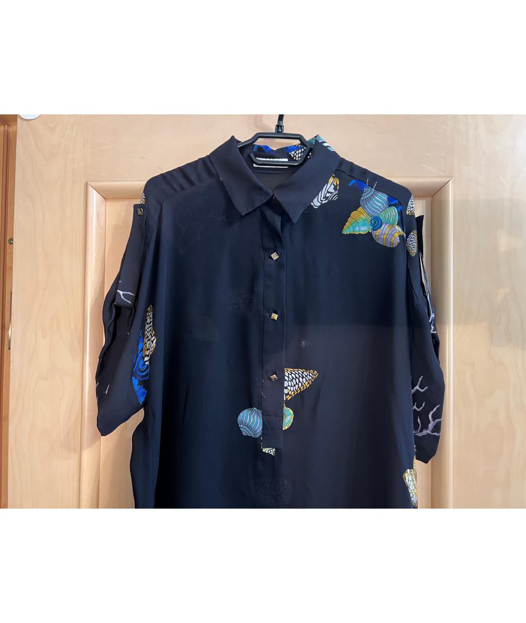 VERSACE COLLECTION Черное шелковое повседневное платье, фото 4