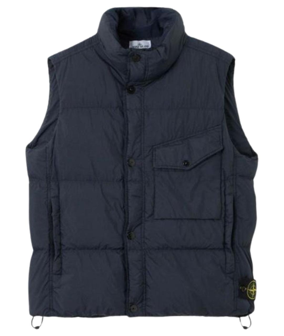 STONE ISLAND Темно-синий полиамидовый жилет, фото 1