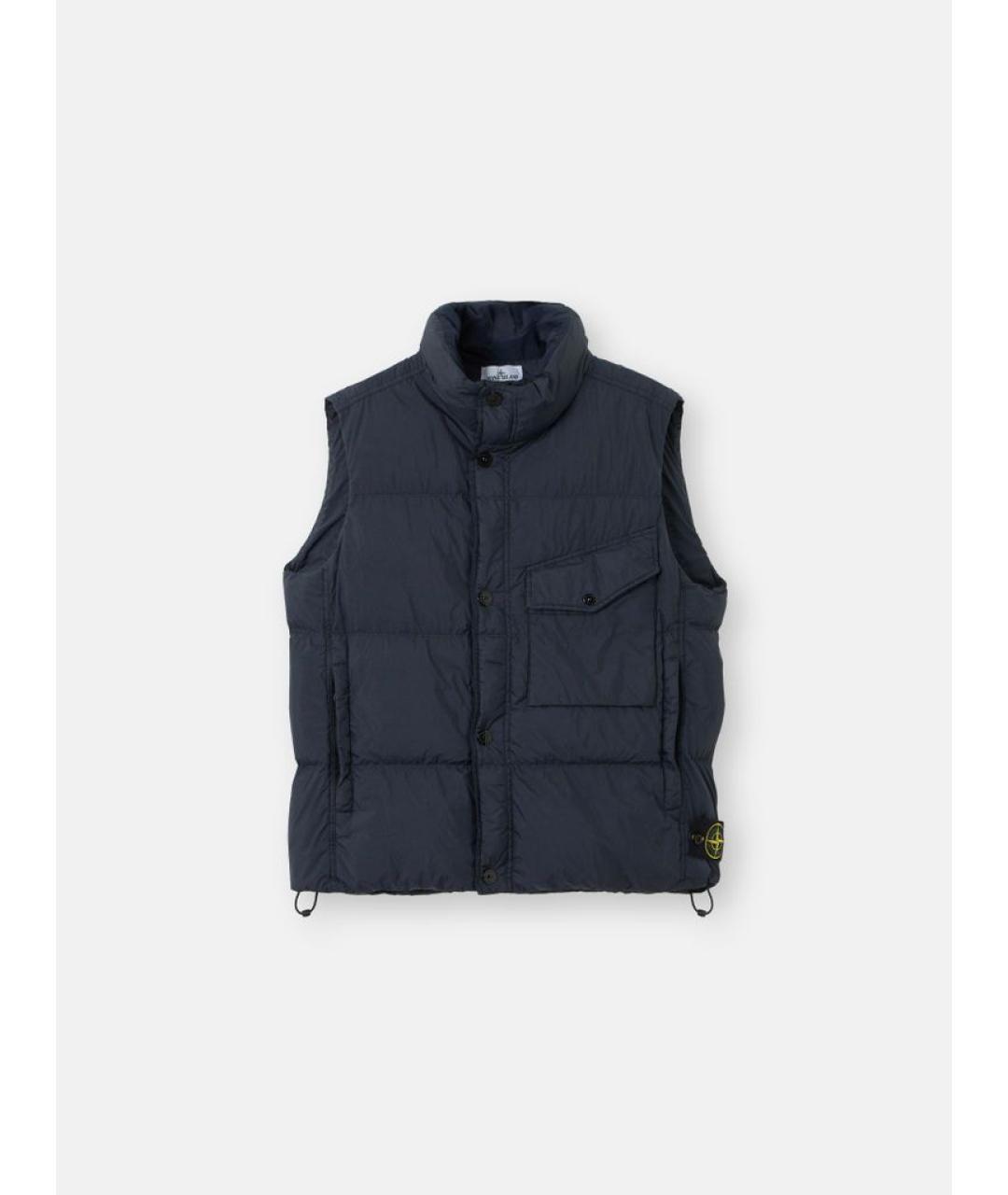 STONE ISLAND Темно-синий полиамидовый жилет, фото 5