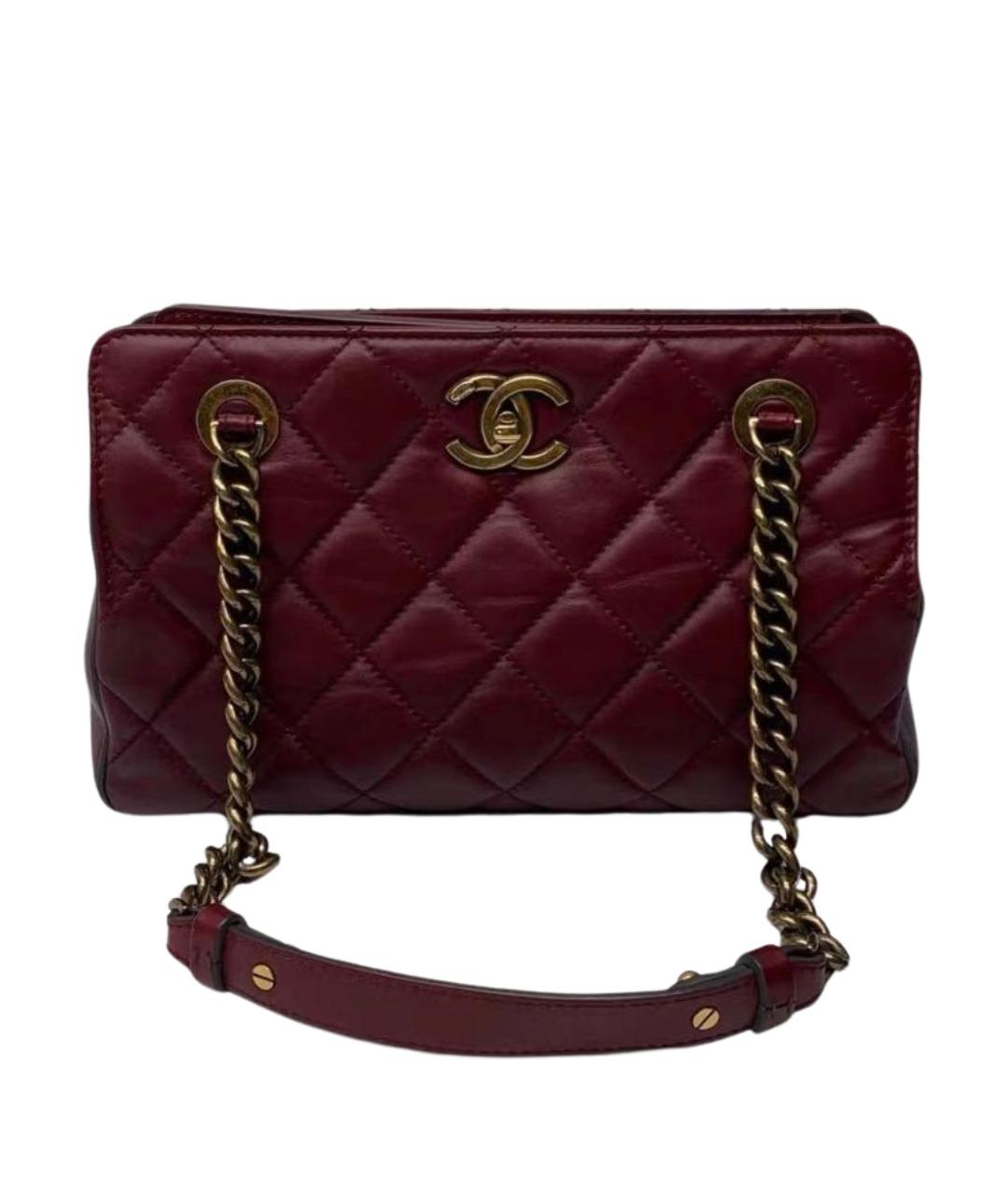 CHANEL Бордовая кожаная сумка через плечо, фото 1