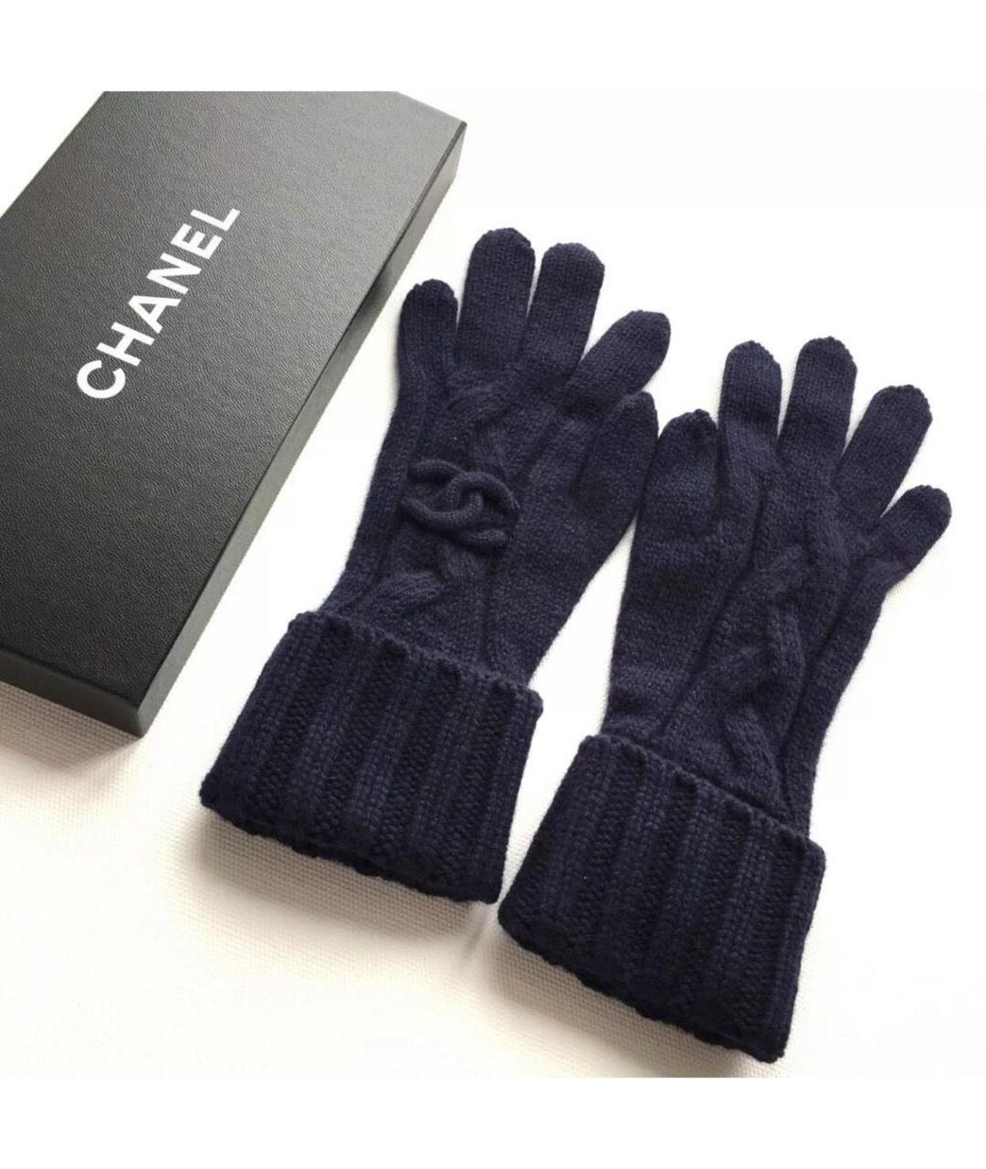 CHANEL PRE-OWNED Синие кашемировые перчатки, фото 5
