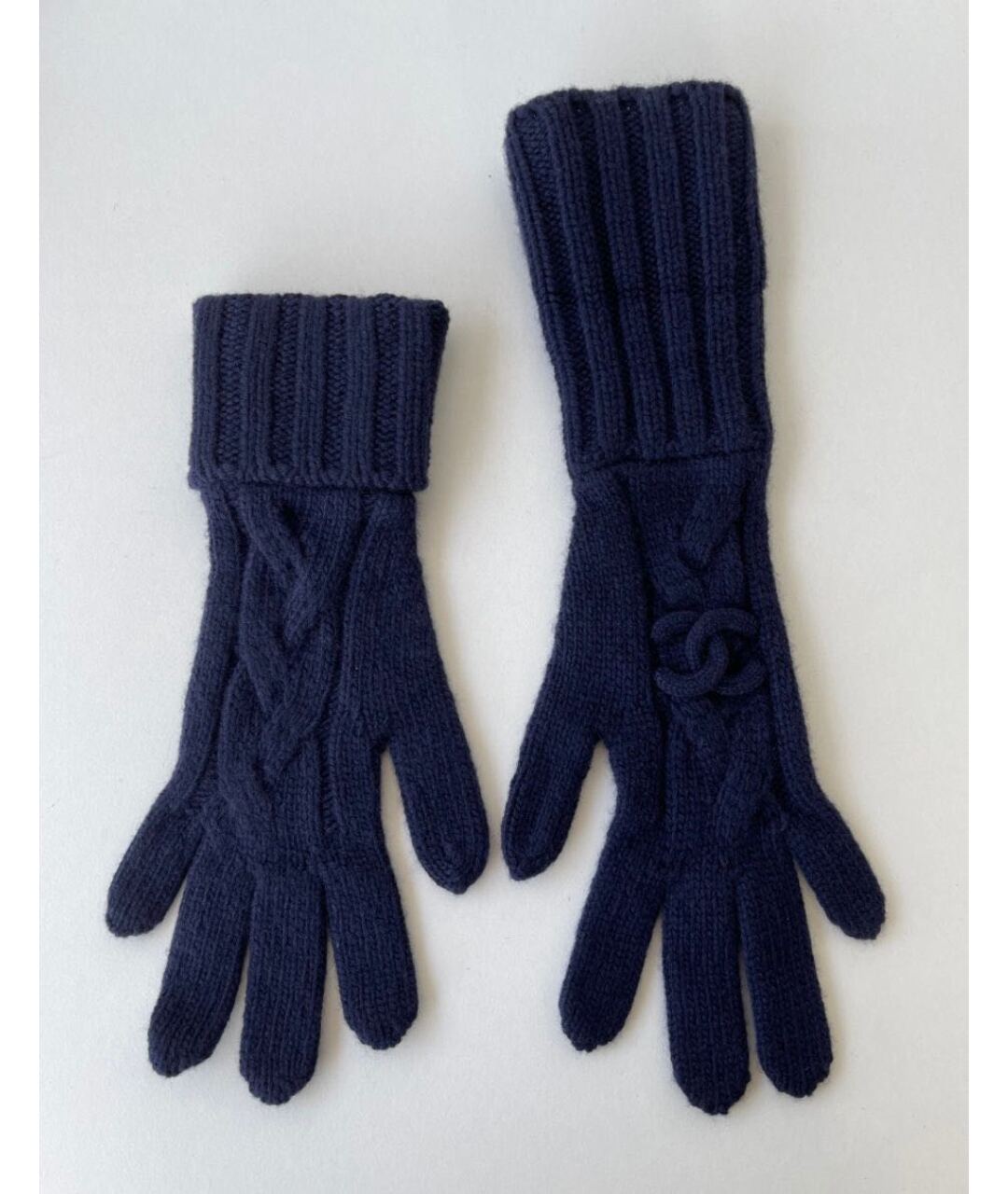 CHANEL PRE-OWNED Синие кашемировые перчатки, фото 2