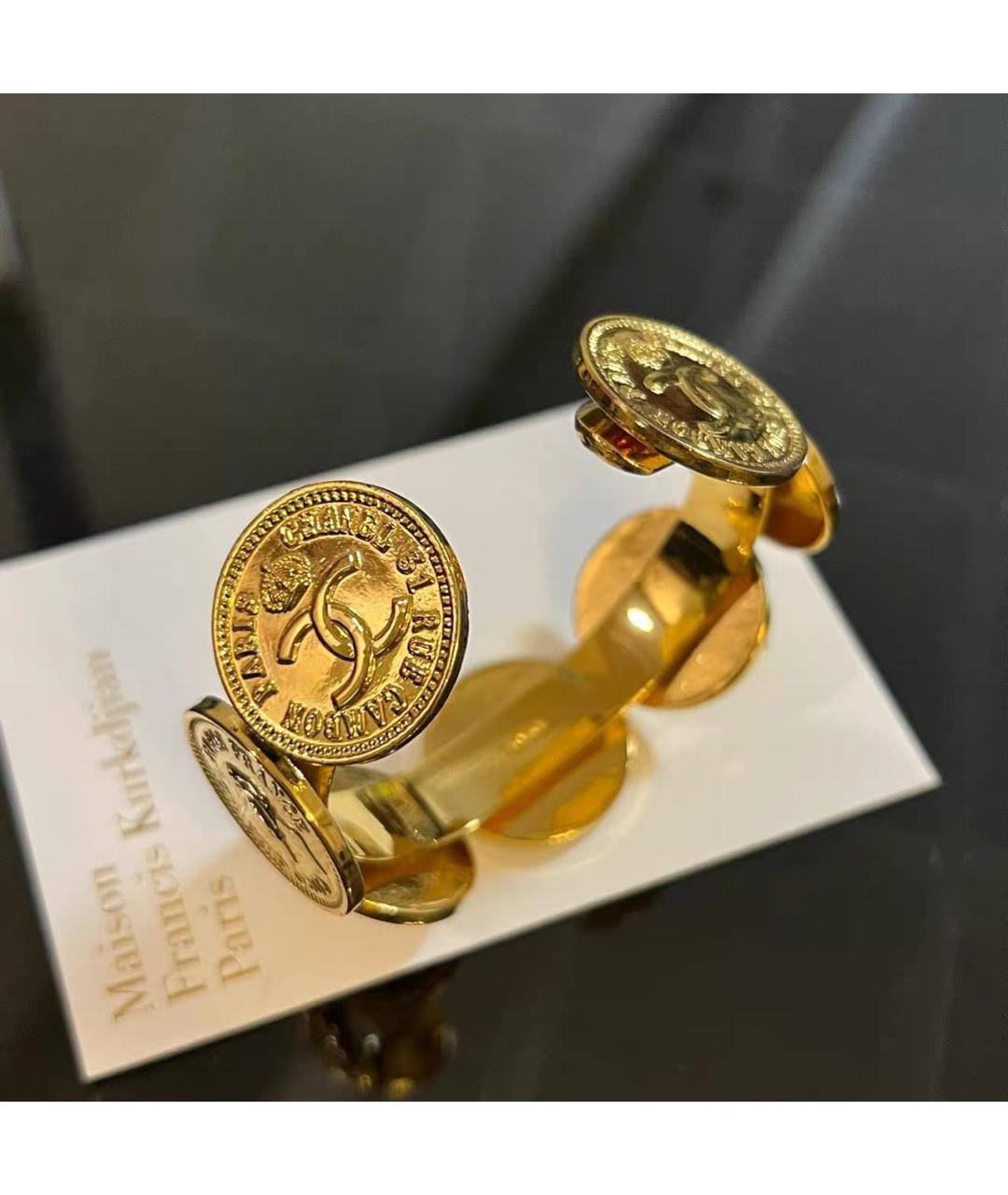 CHANEL Золотой металлический браслет, фото 5