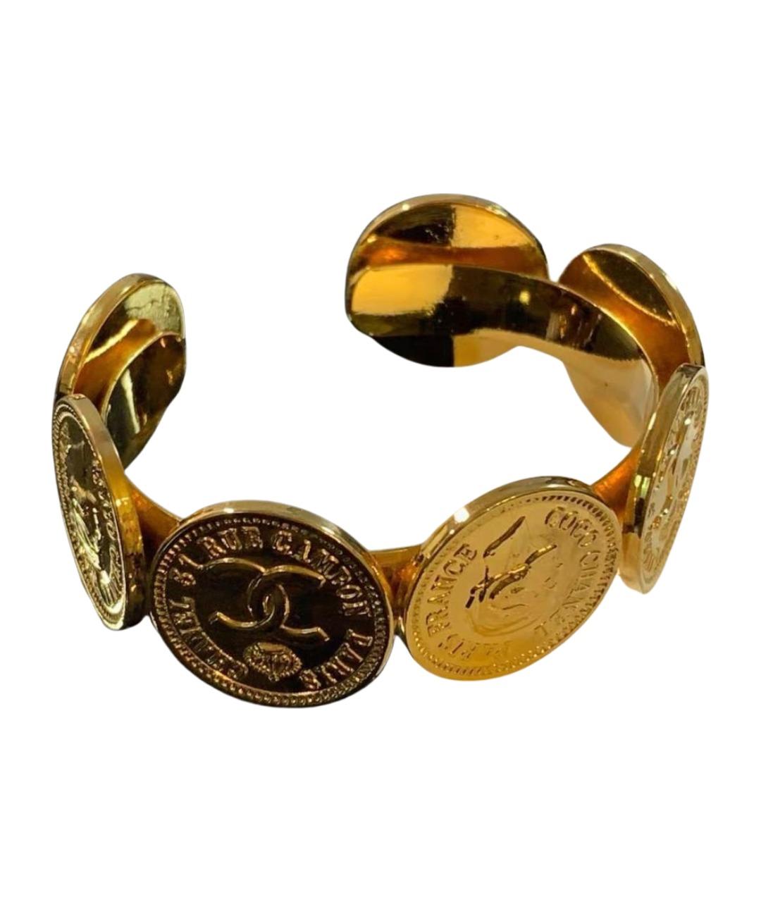 CHANEL Золотой металлический браслет, фото 1