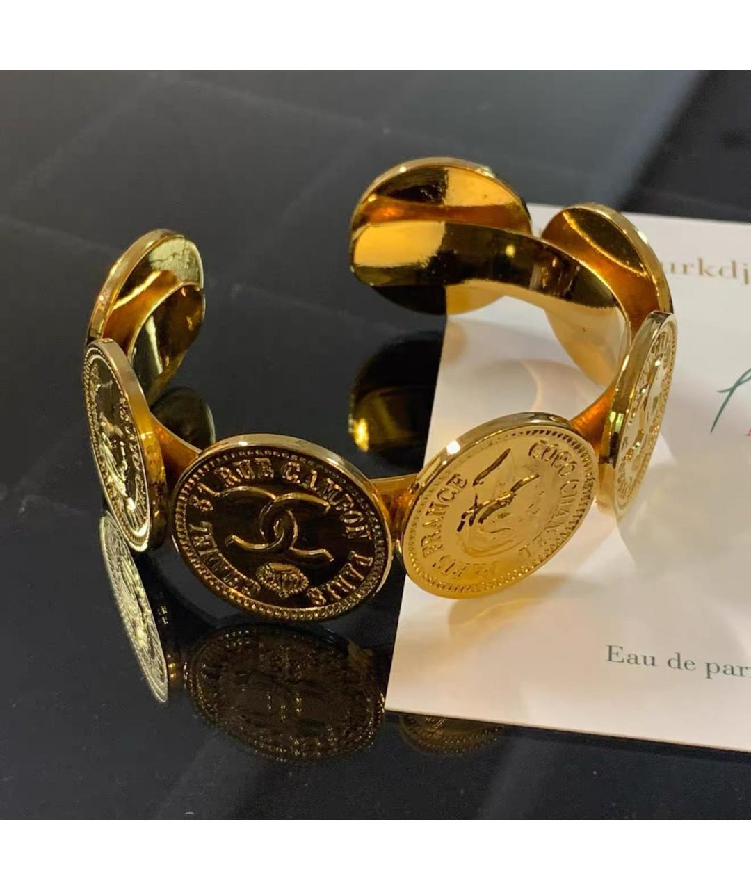 CHANEL Золотой металлический браслет, фото 7