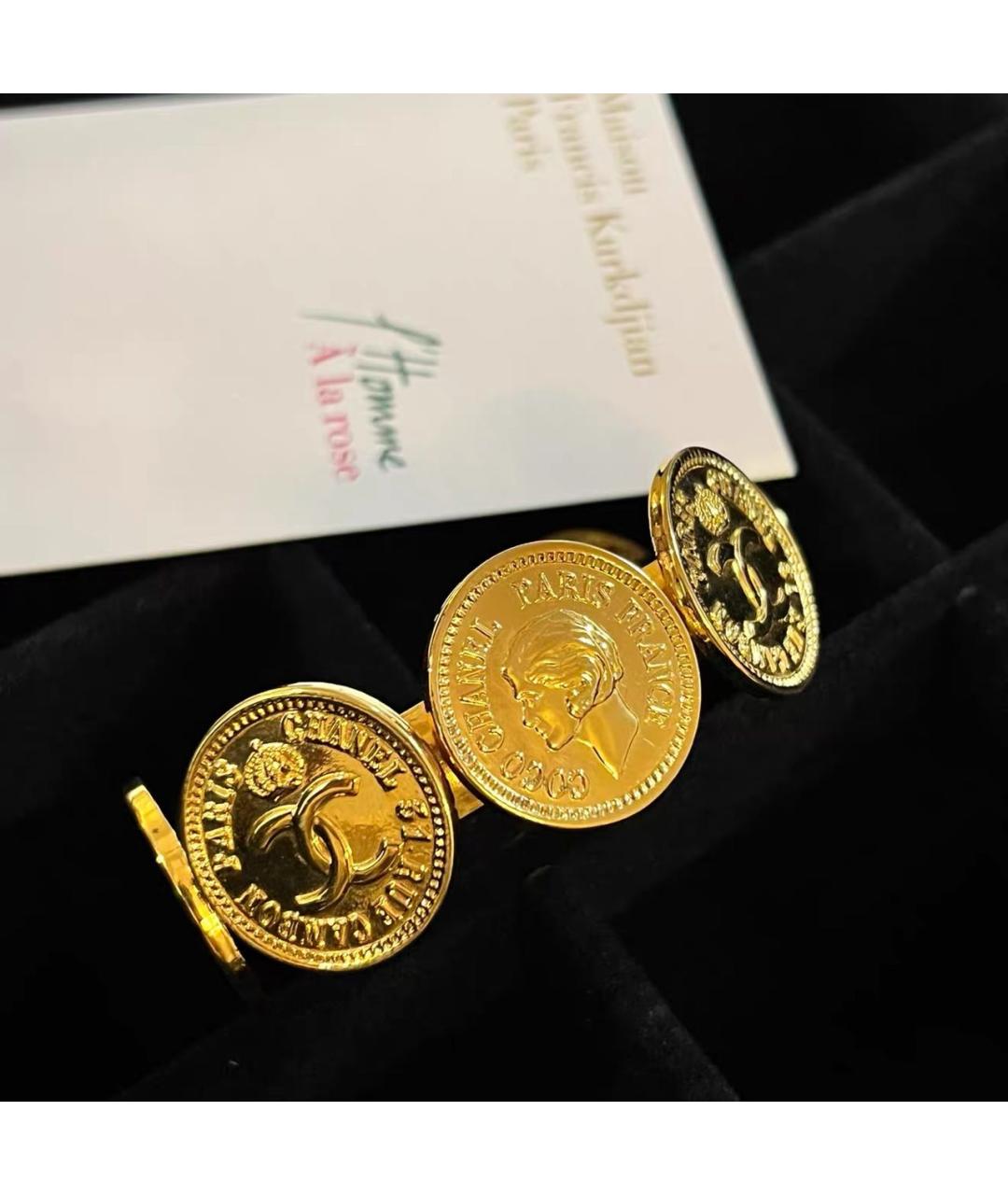 CHANEL Золотой металлический браслет, фото 2