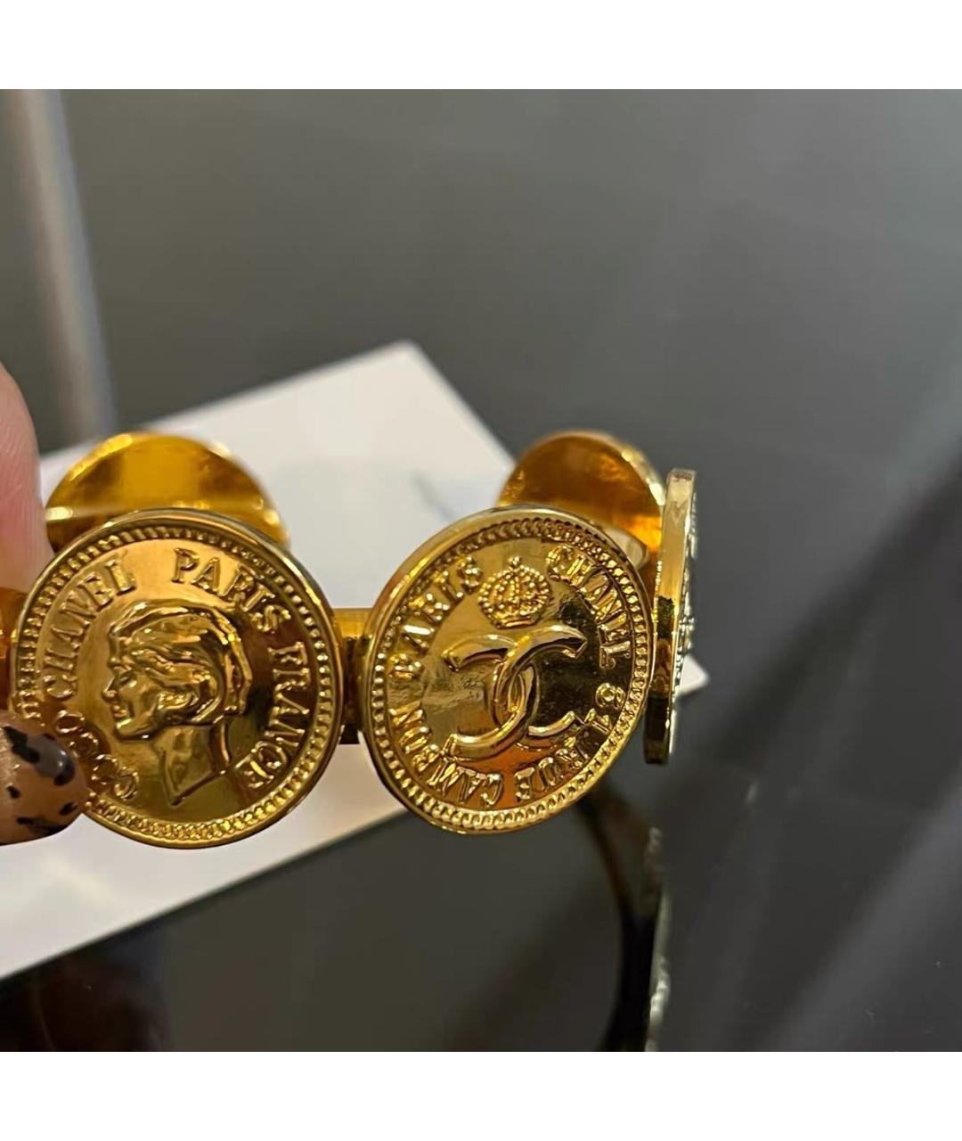 CHANEL Золотой металлический браслет, фото 4