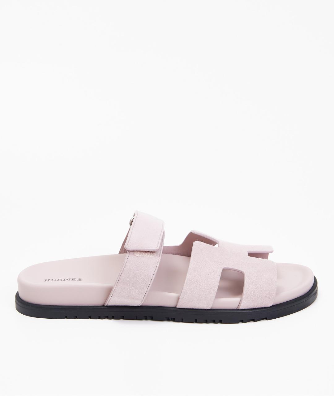 HERMES Розовые замшевые сандалии, фото 1