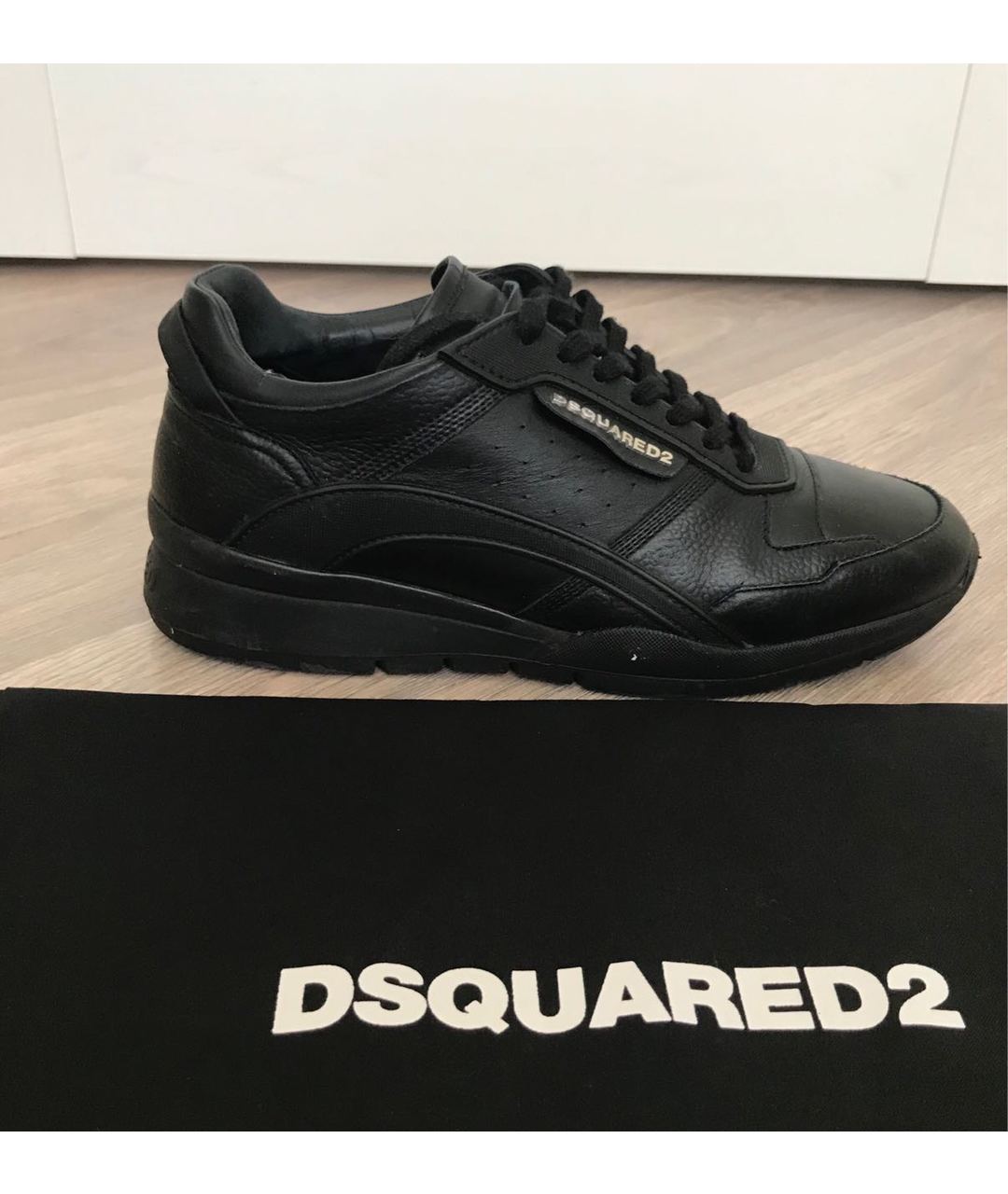 DSQUARED2 Черные кожаные низкие кроссовки / кеды, фото 7