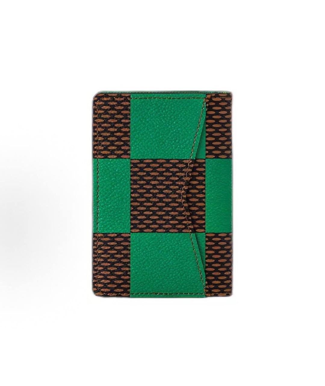 LOUIS VUITTON Зеленый кожаный кардхолдер, фото 2