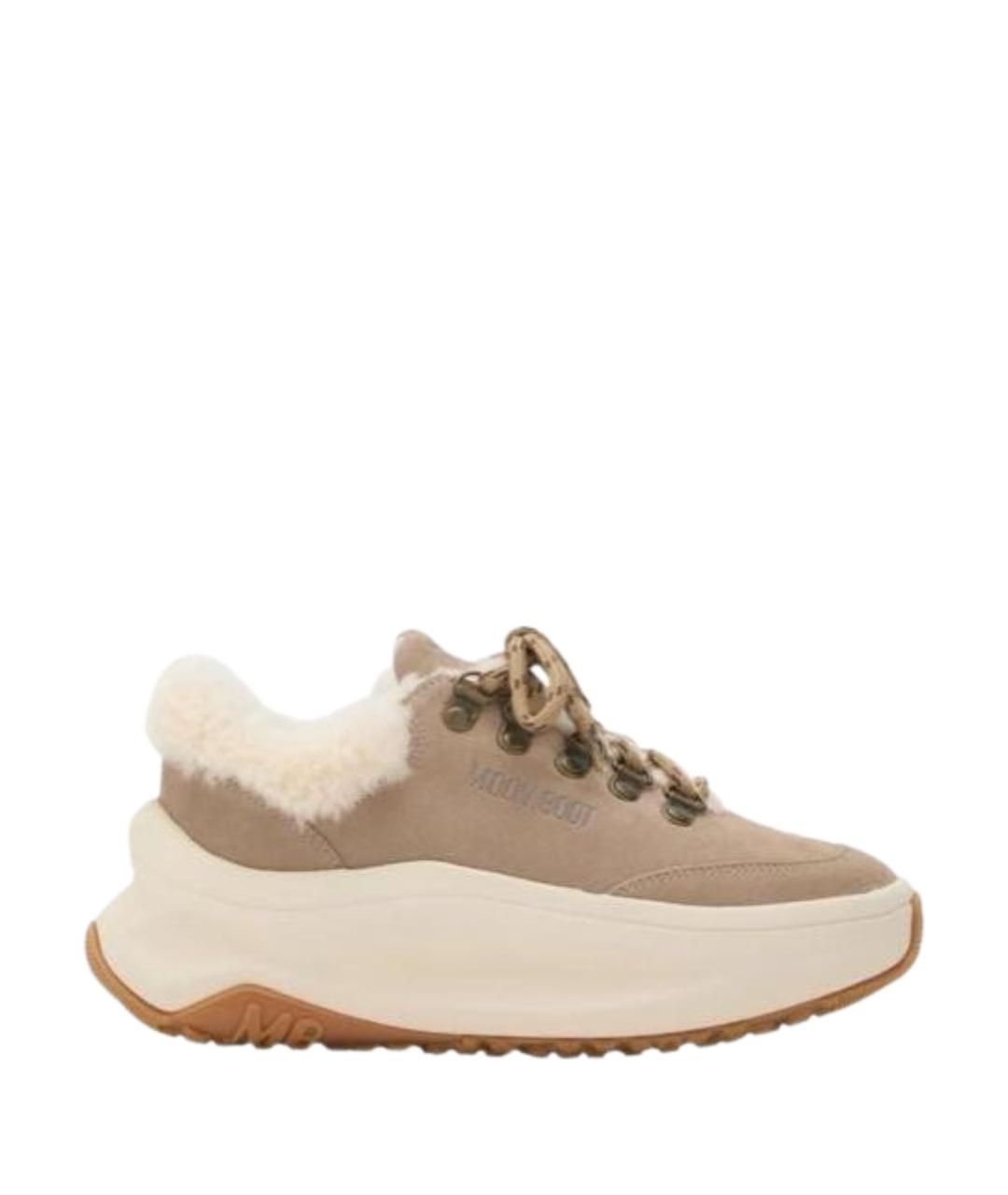 MOON BOOT Бежевые замшевые кроссовки, фото 1