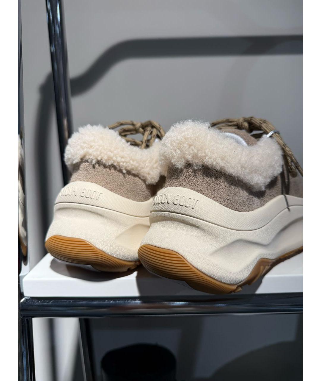 MOON BOOT Бежевые замшевые кроссовки, фото 3