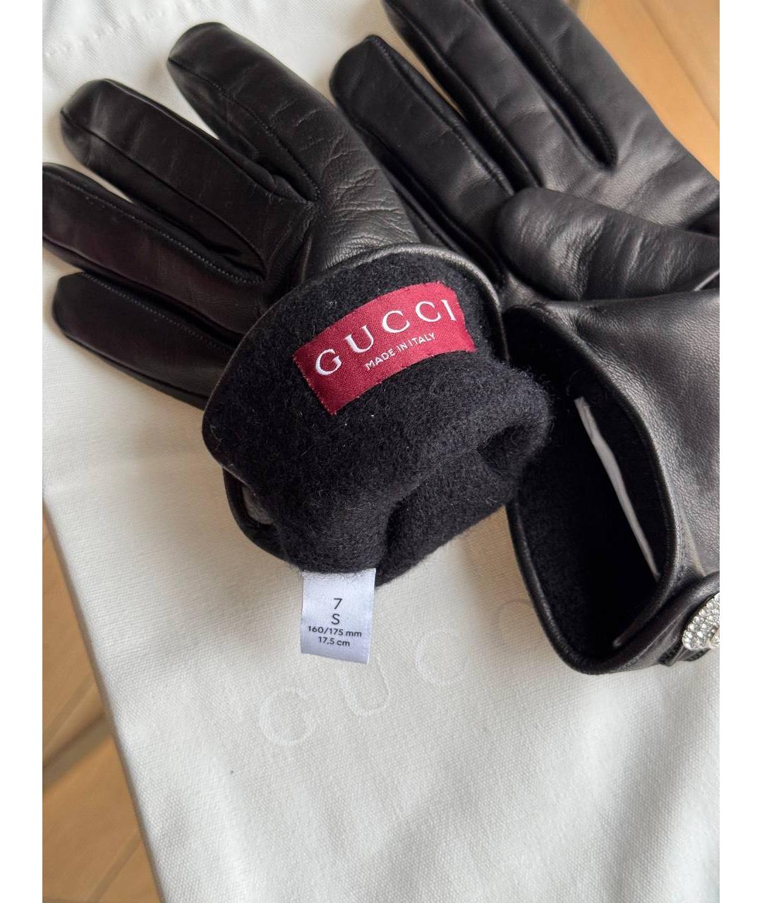 GUCCI Черные кожаные перчатки, фото 6