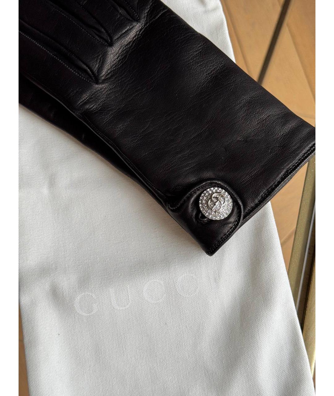 GUCCI Черные кожаные перчатки, фото 3