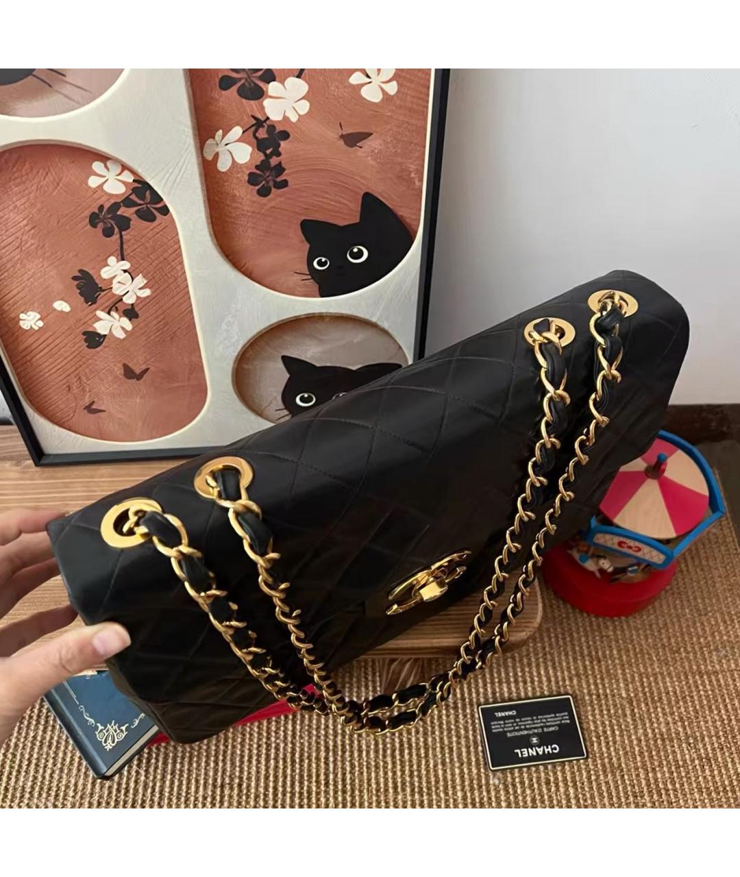 CHANEL Черная кожаная сумка через плечо, фото 3