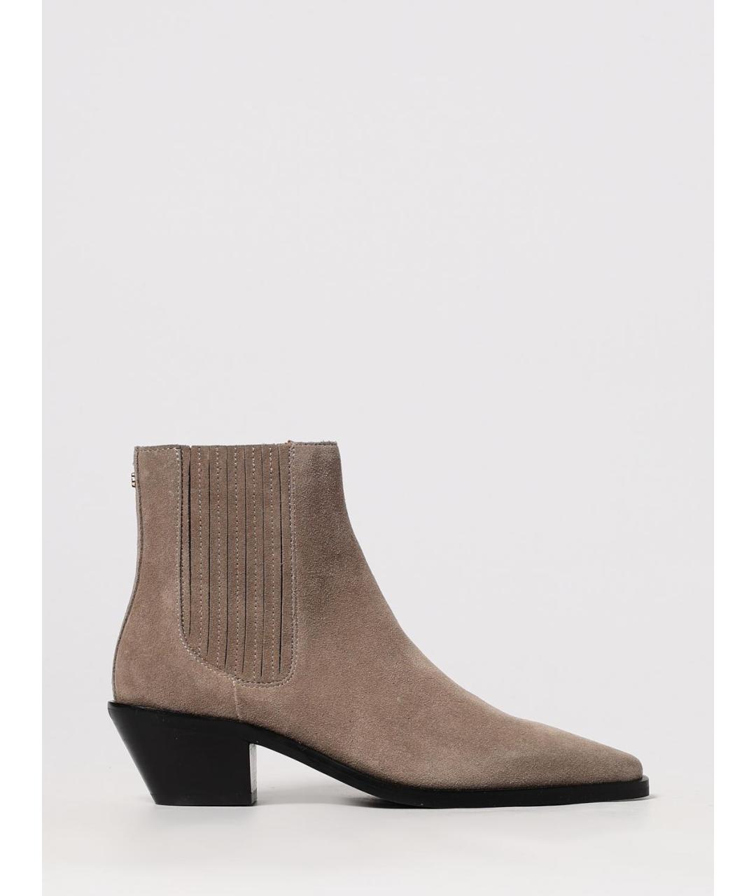 HUGO BOSS Бежевые кожаные полусапоги, фото 4