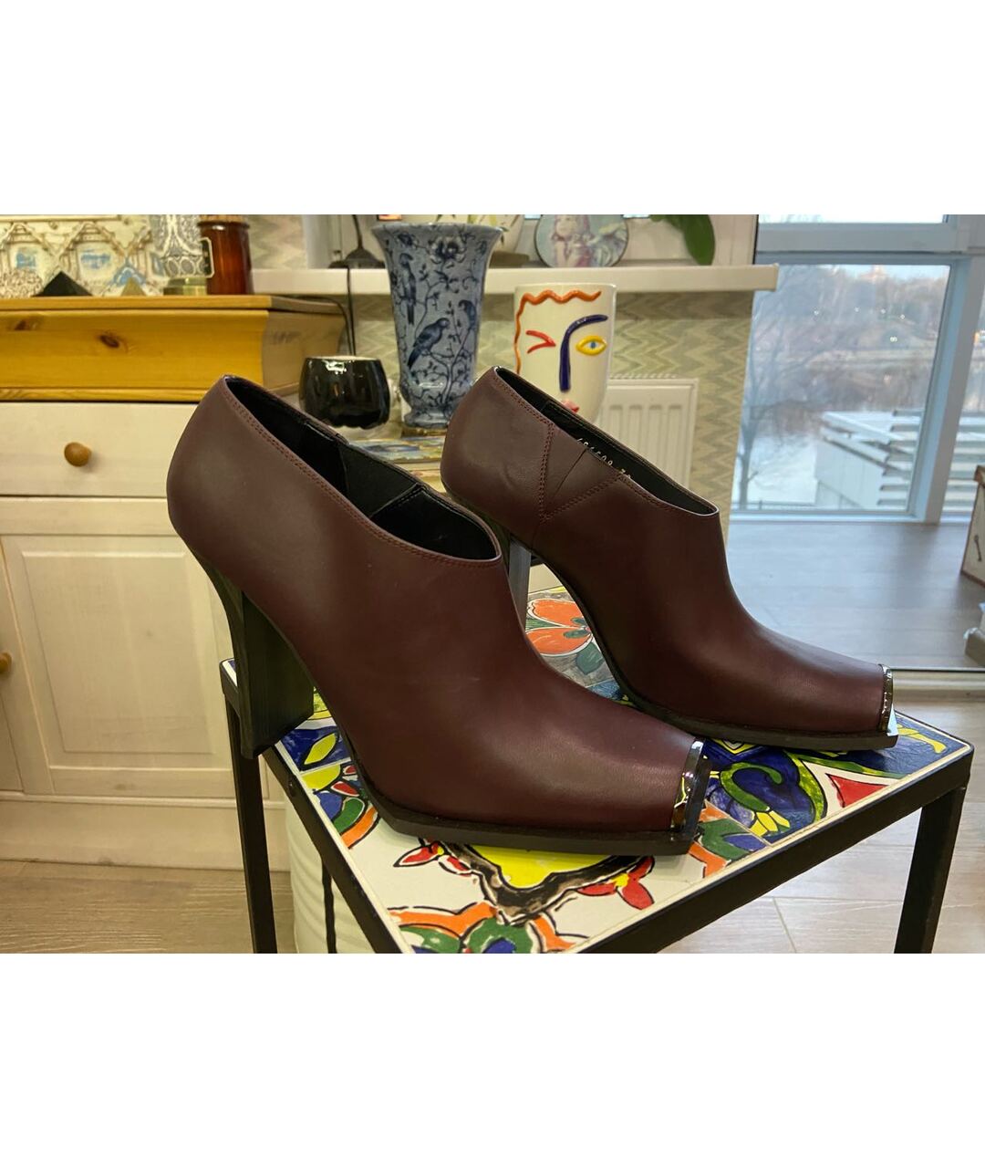 STELLA MCCARTNEY Бордовые ботильоны из искусственной кожи, фото 4