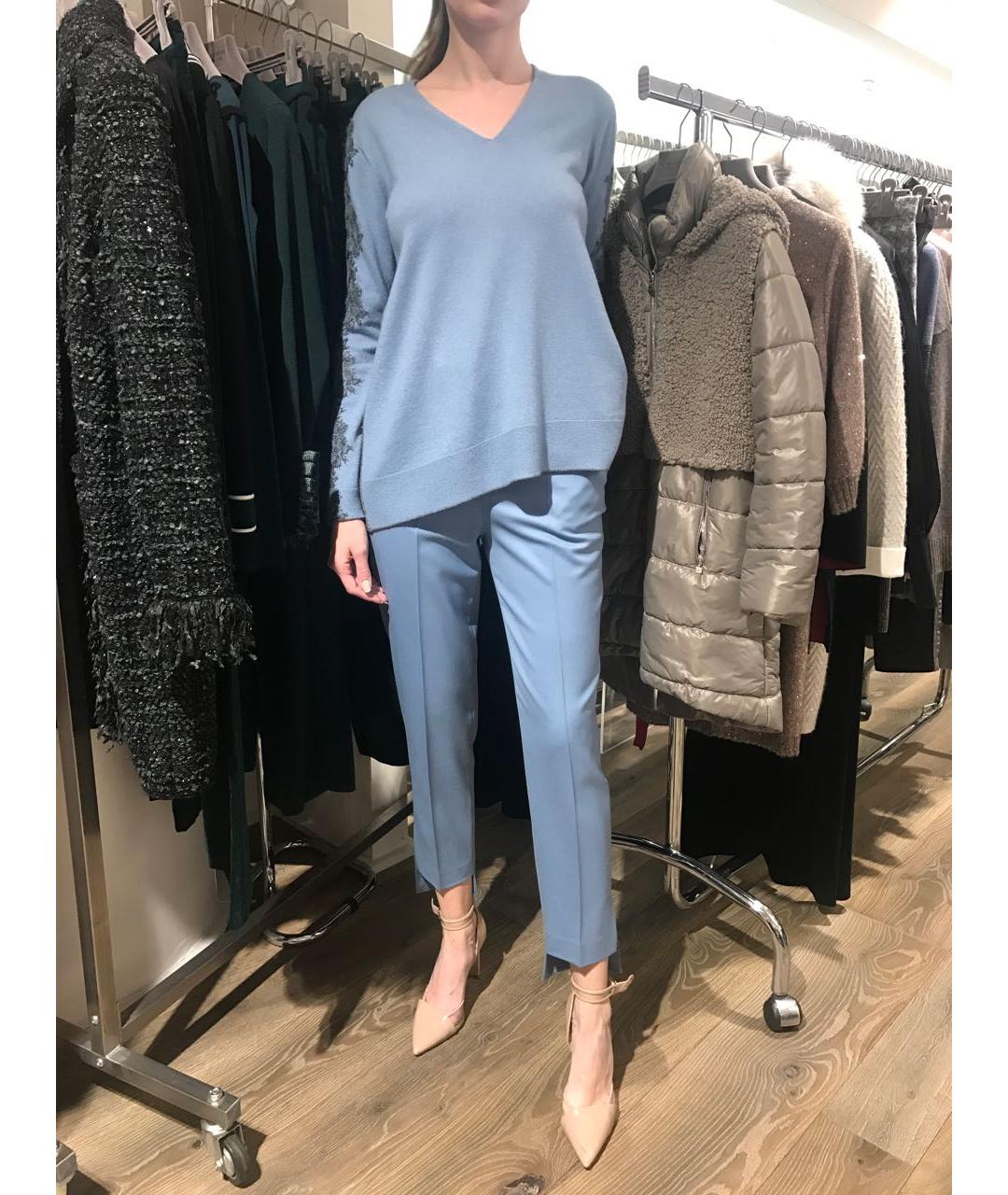 D.EXTERIOR Голубые шерстяные брюки узкие, фото 5