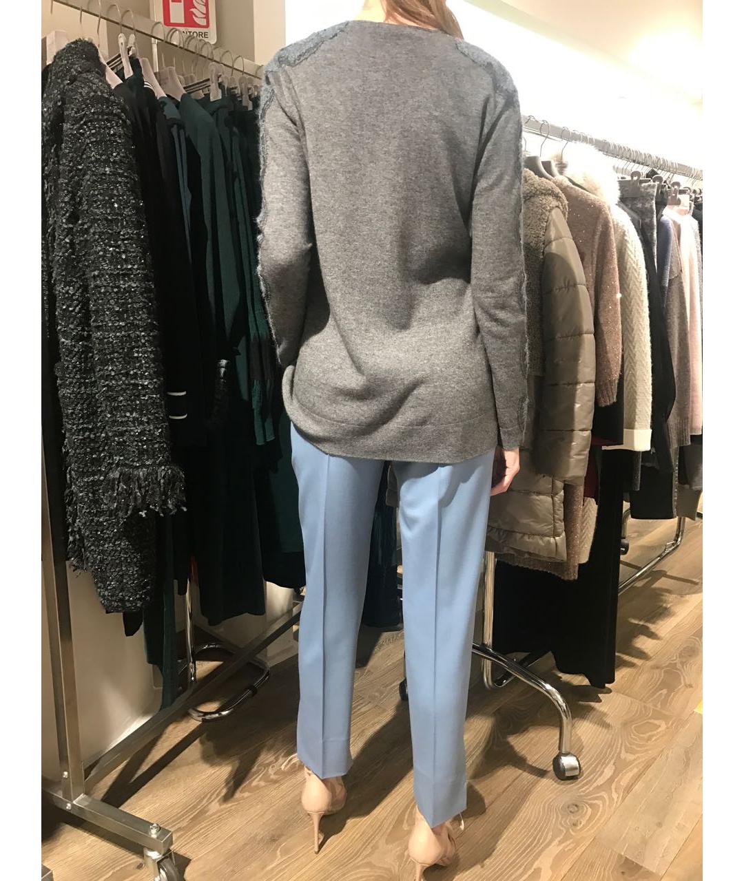 D.EXTERIOR Голубые шерстяные брюки узкие, фото 7