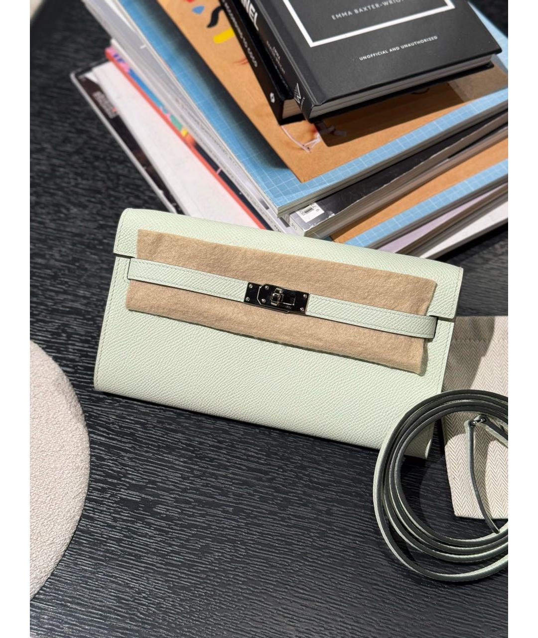 HERMES Салатовая кожаная сумка через плечо, фото 9