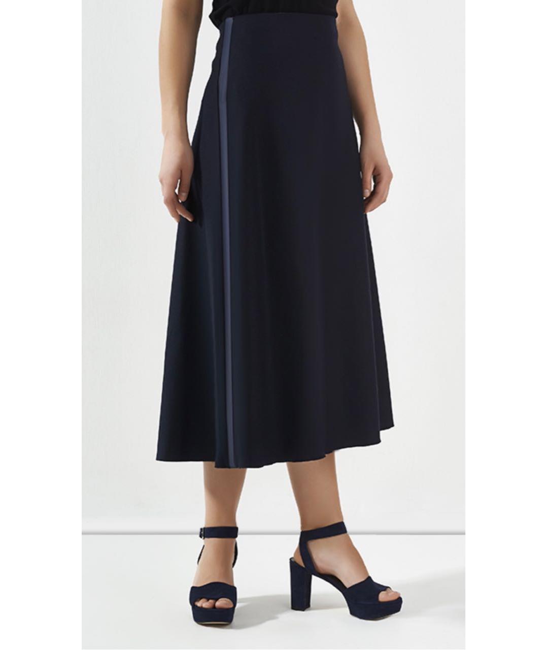 LES COPAINS Темно-синяя шерстяная юбка миди, фото 2