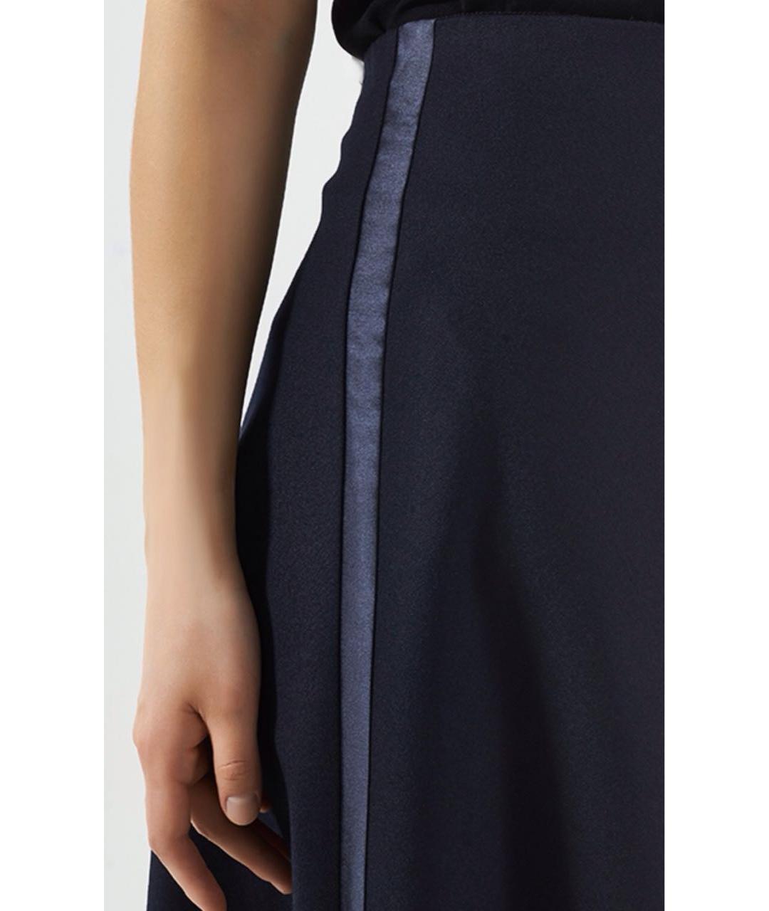 LES COPAINS Темно-синяя шерстяная юбка миди, фото 4