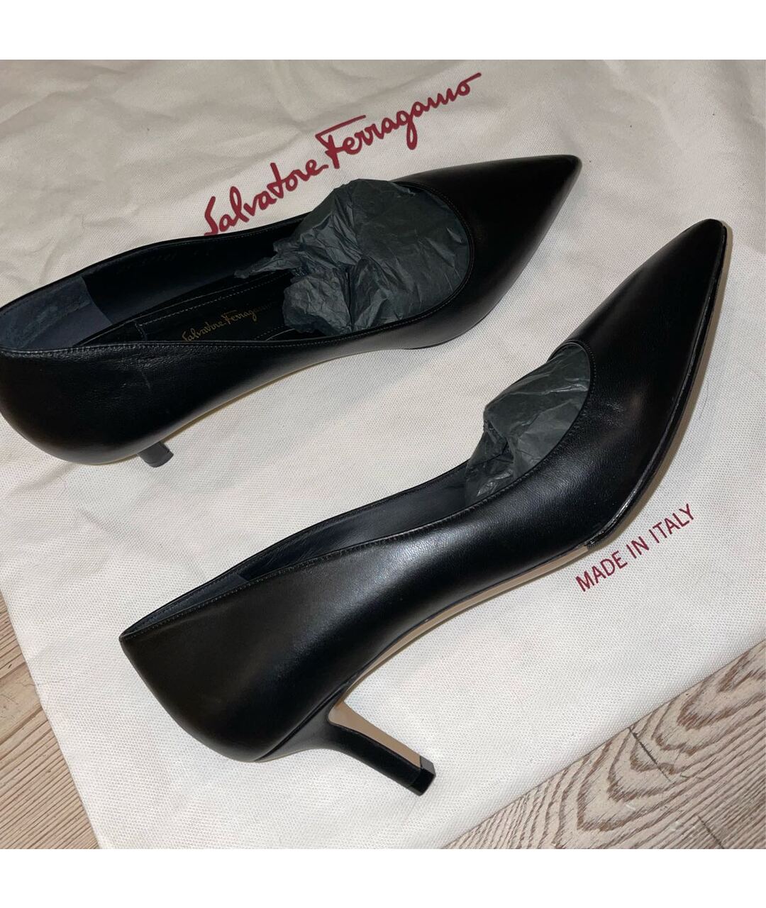 SALVATORE FERRAGAMO Черные кожаные туфли, фото 8