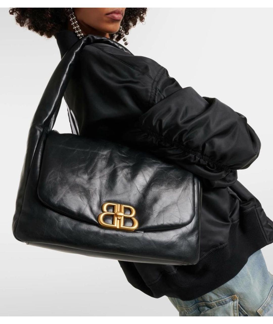 BALENCIAGA Черная кожаная сумка через плечо, фото 2