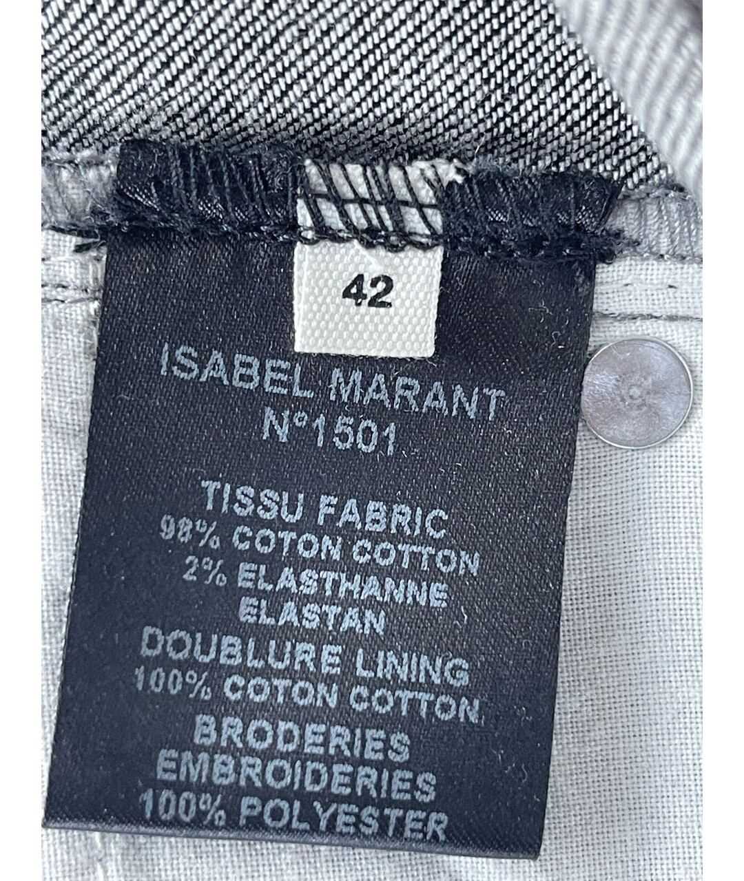 ISABEL MARANT ETOILE Серые хлопковые прямые джинсы, фото 6