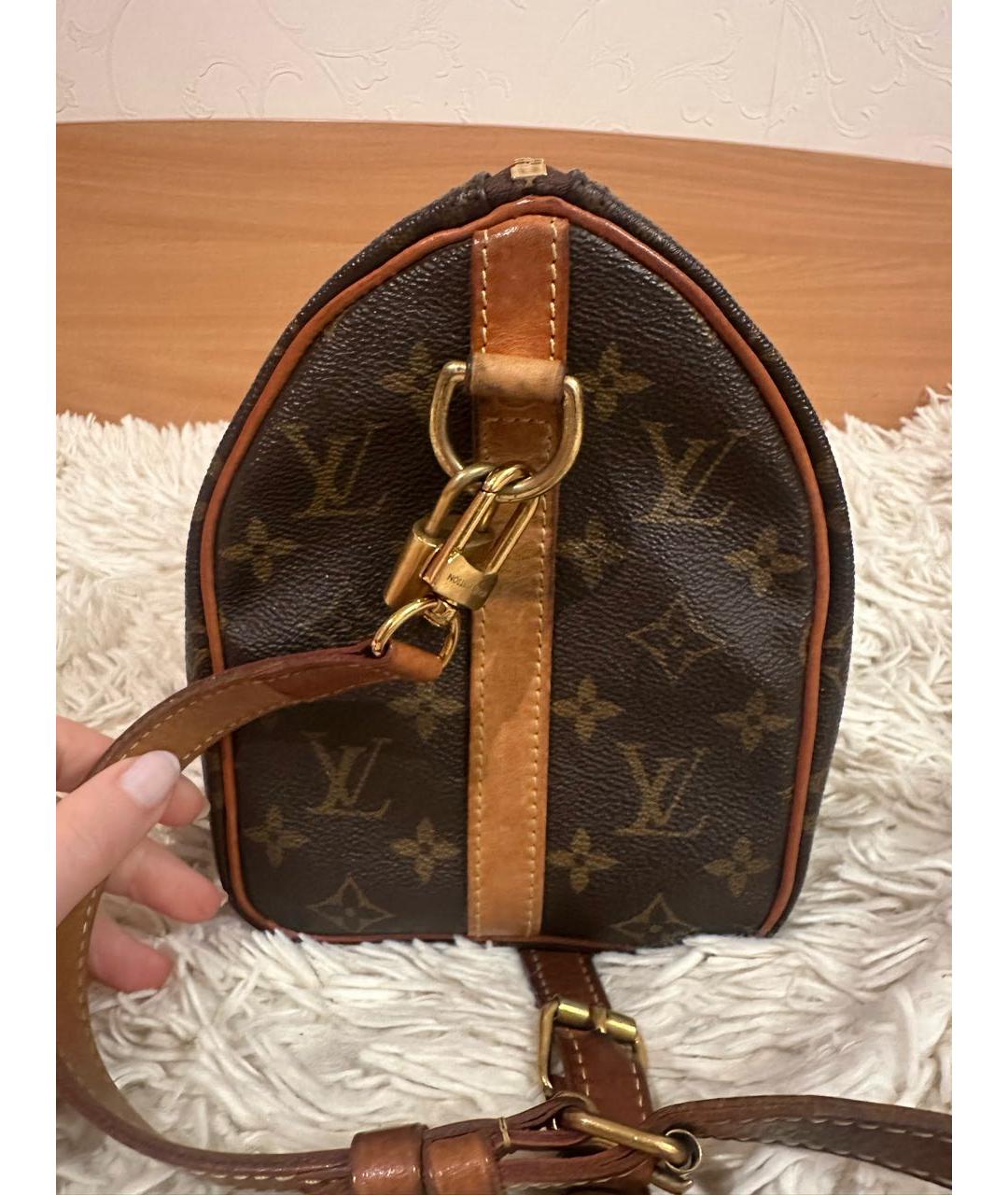 LOUIS VUITTON Коричневая кожаная сумка с короткими ручками, фото 4