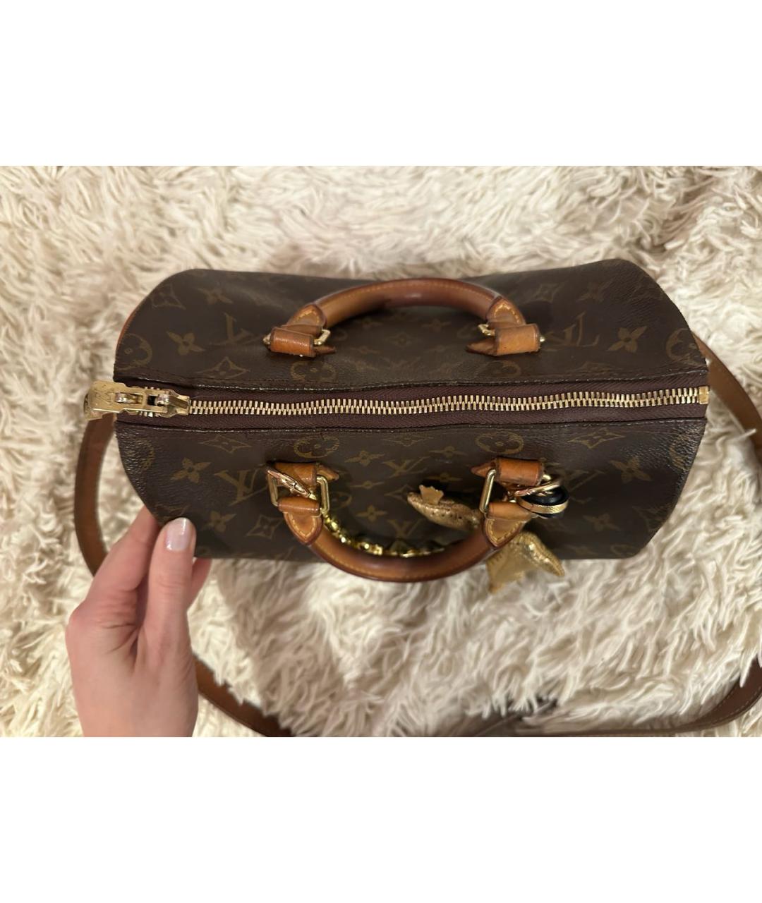 LOUIS VUITTON Коричневая кожаная сумка с короткими ручками, фото 2