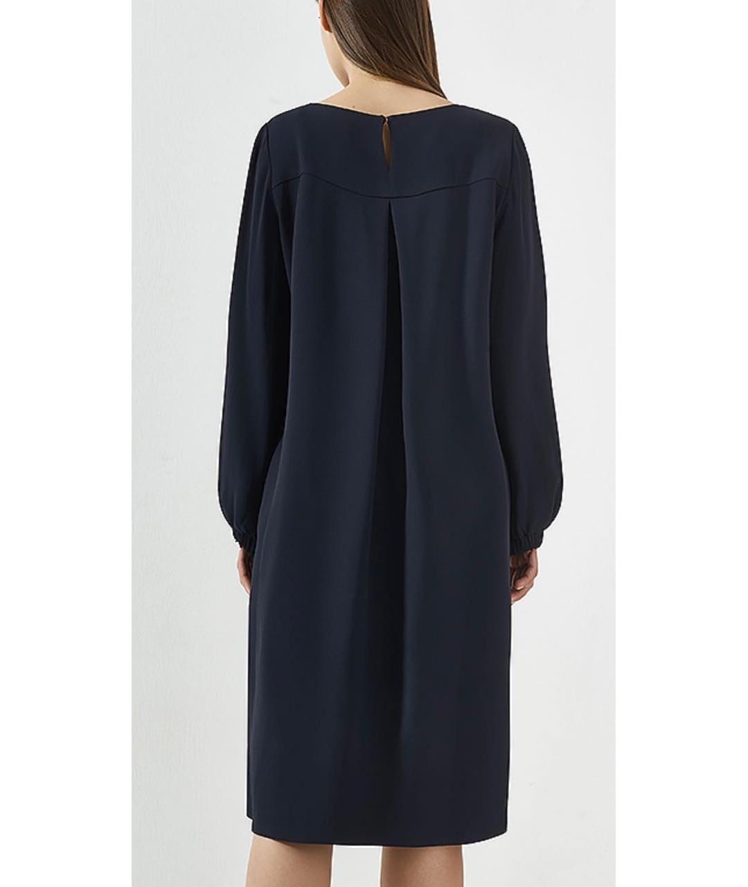 LES COPAINS Темно-синее шерстяное повседневное платье, фото 3