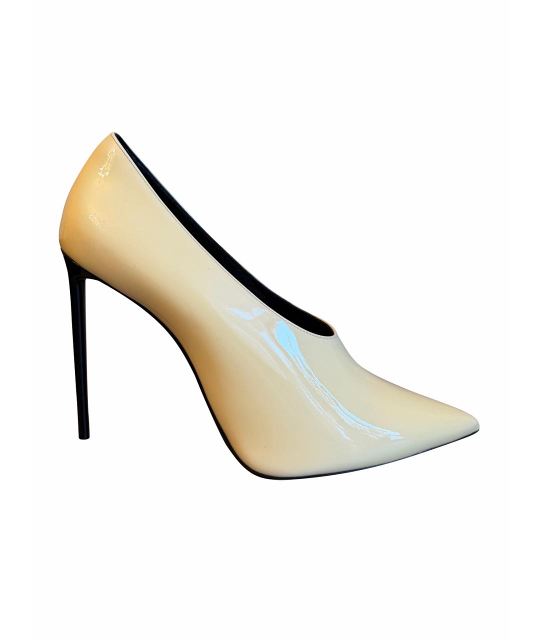 SAINT LAURENT Бежевые туфли из лакированной кожи, фото 1