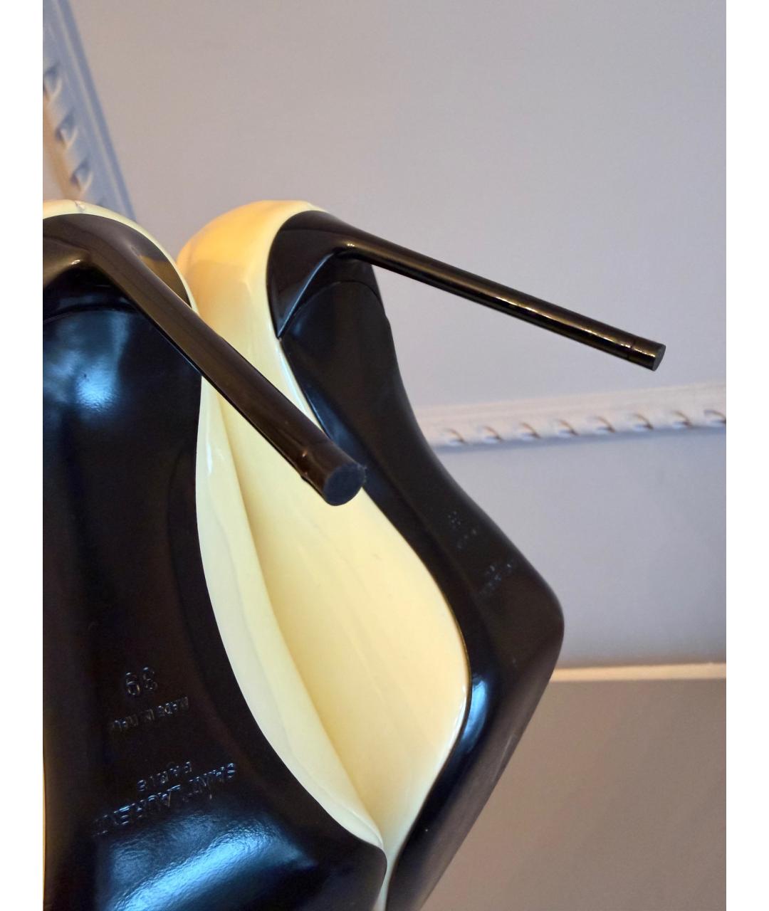 SAINT LAURENT Бежевые туфли из лакированной кожи, фото 5