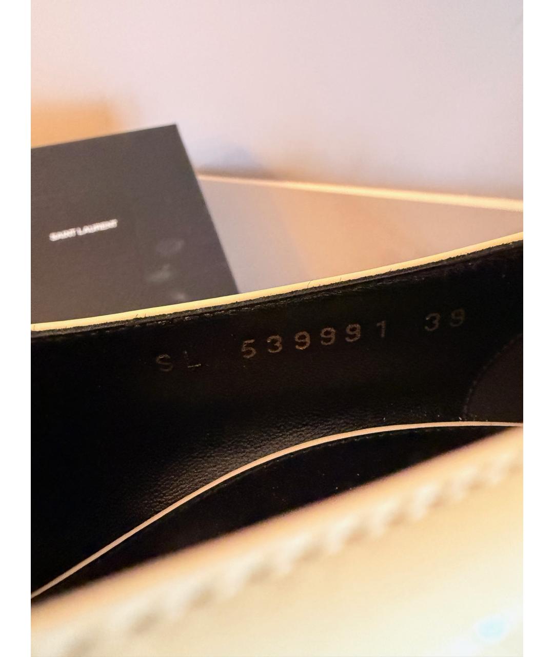 SAINT LAURENT Бежевые туфли из лакированной кожи, фото 7